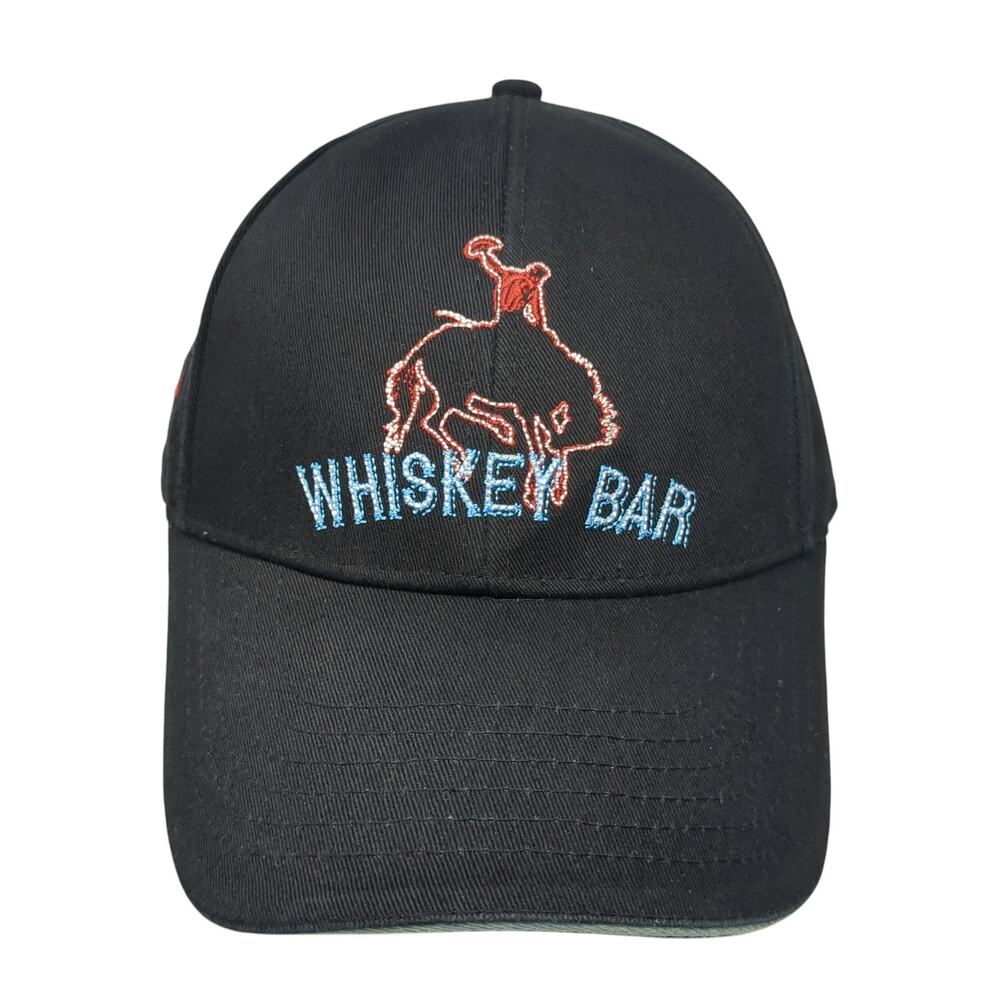 Whiskey Bar Snapback Cap Black One Size Adjustable Embroidered Cowboy Hardware